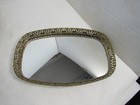 Vtg Rectangular Ornate Filigree Gold Tone Metal Mirror Vanity Dresser Tray 12 5 