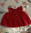 Adorable  vintage Red Velvet Dress With White Lace Trim 3-6 Months Baby Girl