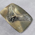 Vintage Great American Buckle Co Belt Buckle Mens Gold Eagle Western 1978 Cowboy