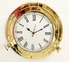 12  Porthole Clock Marine Brass Finish Ship Nautical Wall Clock Home Decorative