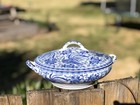 Vintage 2pc Set Phoenix Bird Howo Tureen Blue White Flying Turkey Noritake Japan