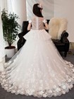 White Flower Girl Dress Lace Applique Tulle Princess Pageant Party Birthday Gown