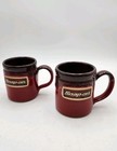 2 Snap-on Tool Red Drip Glaze Deneen Pottery Coffee Mugs Made In Usa 14oz