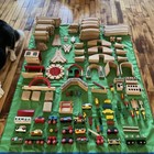 Vintage Brio Wooden Railway Train Set Lot Bridges Buildings People Track Switch