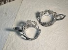 2 Vintage 1987 Seagull Canada Pewter Etain Zinn Glasses Floral Vine Teacup Base