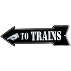 To Trains Arrow Vintage Style Train Sign Model Railroad hobby Room Wall Decor