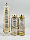Vintage Gold Stripe Glass Vanity Perfume Decanter Bottle Lot Of 3