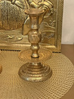 Vintage Solid Brass Hand Hammered Candlestick Holders Pair 8   x4    Detachable