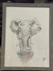 Original Elephant Pencil Sketch Drawing Art