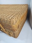 Vintage Wicker Picnic Basket Suitcase Boho Storage Farmhouse Cottage 18x12 5x7   