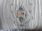 Vintage Embroidered Applique White W  Bow Lace Pillow Sham 4  Ruffle Trim