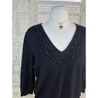 Vtg Judith Hart Black Silk Blend Fairycore Blouse Sz L Beaded Sequin Whimsigoth