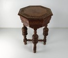 Exquisite Side Table Antique 19th Century Octagonal Hand Carved Ornate Wood 