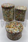 Vintage Daher Made In England Multicolor Floral Tin Set Of 3 All Over Pattern