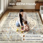      Witshock Washable Area Rug 9x12 Light Blue Vintage Boho Non-slip Low Pile