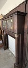 Antique Dark Wood Fireplace Mantel Surround W  Leaded Glass Doors  Salvage