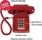 Classic Red Corded Landline Phone With Large Buttons - Vintage Desk Telephone