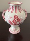 Antique French Faience Vase - Gien - Pink On White Cherubs - 1870 s