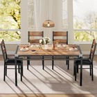 5-piece Dining Table And Upholstered Chairs Set W sturdy Metal Legs And Frame    