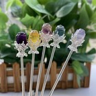 10pc Natural Fluorite Carved Rose Hairpin Quartz Crystal Reiki Healing Random