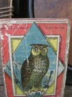 Early Antique Paper Litho Wood Alphabet Abc Block Owl I Will Dig His Grave