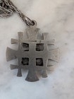 Christian Lamb Jerusalem Cross Silver Pendant Chain Vintage Antique Rare Jesus