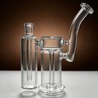 9  Glass Bong Double Filter Showerhead Perc Bubbler Hookah Water Pipe Us Stock