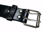 Men s Women s Leather Two Rows Silver Grommet Double Holes Black Belt All Sizes