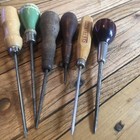 Lot 6 Vintage Antique Advertising Metal Ice Picks With Wood Handles Awl