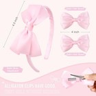  Light Pink Bow Headband   2 Pcs Satin 4 Inch Hair Bows Set Uniform Hair 