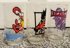 Vintage 1977 Mcdonald   s Mcdonaldland Glass Cup Tumbler Set Of 3 Grimace Ronald