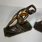 Rare Pair Antique Art Nouveau Nude Deco Lady Dancing Cast Iron Bookends
