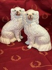 Antique Victorian Staffordshire Spaniels Pair  Separate Leg  england C  1850 
