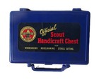 Vintage Official Boy Scout Handicraft Chest Xacto Knives Wood Plane