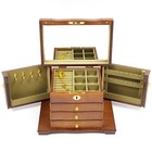 Vintage Large Wooden Jewelry Organizer Box Necklace Rings Bracelet Storage Case