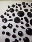 Lot Of Antique Victorian Faceted Black Glass Buttons French Jet Mourning Sewing