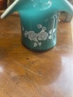 Fenton Art Glass Teal Overlay Floral Hat Basket Signed Hand Painted 
