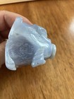 Vintage Chinese Agate High Quality Carving Small Vase Blue Frog Snail Leave Rare