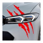 2 Pcs Claw Mark Decals For Car  Headlight Sticker Waterproof Vinyl Stripes Red