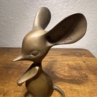 Vintage Mcm Solid Brass Mouse Figurine  5  Big Ears Long Tail Solid Casting