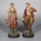 Alphonse Hanne  Antique French Terracotta Statues Courting Scene L isle-adam