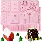 2 Pack Christmas Silicone Baking Mold 3d Christams Gingerbread House Mold Tray