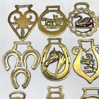 Brass Horse Medallion Lot Of 15 Antique To Vintage Swan Lion Horseshoe Castle