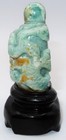 Chinese Carved Tree Floral Animals Jade Snuff Bottle W  Wooden Stand  3 1 2 