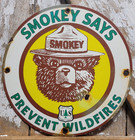 Vintage Smokey Bear Porcelain Sign Old 1960 Us Forest Service Prevent Wildfires