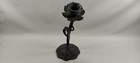 Antique Silver Art Nouveau Figural Floral Daffodil Flower Candlestick Holder 19c