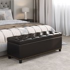 Espresso Faux Leather 47  Storage Ottoman Large Bench Foot Rest Seat Room Decor