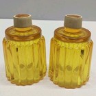 Vintage Light Amber Ribbed Glass Votive Cup Candle Holder Set Scalloped Rim