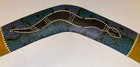 Vintage Wood Boomerang Made In Australia With Hand Painted Snake 