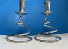 Fisher K202 Silver Plate Spiral Candle Holders Vintage Mcm Mid-century 1960s